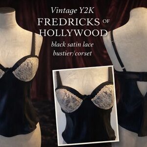 Frederick's of Hollywood Black and Cream Lace Tank